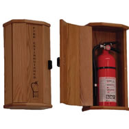 Fire Extinguisher oak cabinets