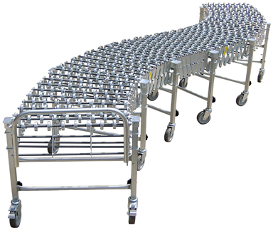 The NestaFlex 376 AL/FL is a heavy duty, gravity conveyor that features double welded cross braces and heavy duty square tubing legs available in adjustable height legs (AL) and fixed height legs (FL).