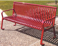 metal bench with straight back