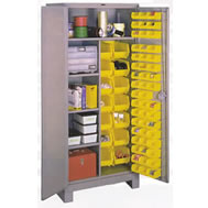 all welded storage cabinets w/removable plastic bins