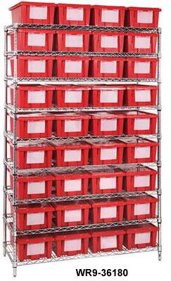 wire shelving systems with bins
