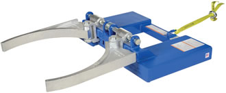 Drum Gripper Model DGS-A has a capacity  of 800 lbs and can be used with a single 30 or 55 gallon steel or plastic drum.