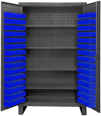 Bin Storage Cabinet - 48 x 24 x 78, 168 Blue Bins