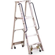 mobile aluminum material handling ladder