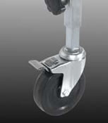Two total lock brake casters on each end help stabilize the conveyor while in use.