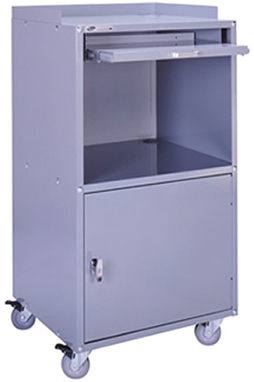 The Stackbin Mobile Computer Cabinet is designed for the needs of shipping departments and has enough room to fit a monitor, printer, keyboard and CPU.