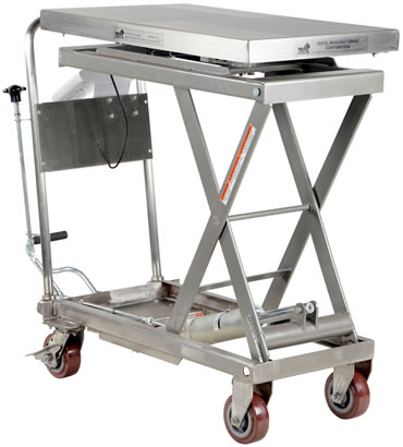 Stainless Steel Scissor Cart with Built-In Scale is ideal for parts counting, inventory rooms, or shipping weights at the loading dock.