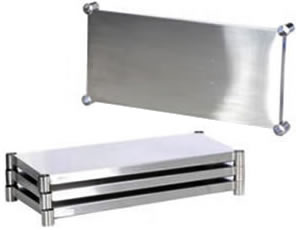 Stainless Steel Shelving features shelves that are 18 gauge thick and have a 600 pound uniform load.