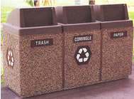 concrete 3 bin recycling containers