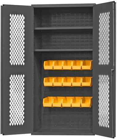 All-Welded 60W x 21D x 82H Steel Industrial Bin Storage Cabinet with 224 Bins