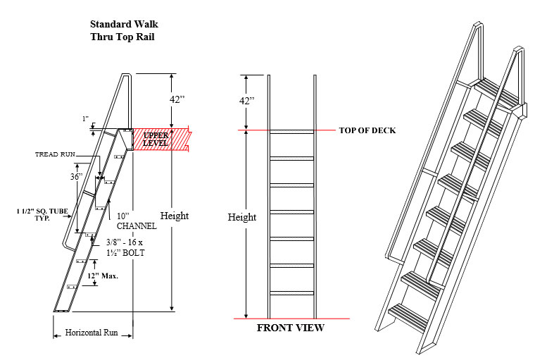 Step Fixed Welded Aluminum Dock Ladder 3 